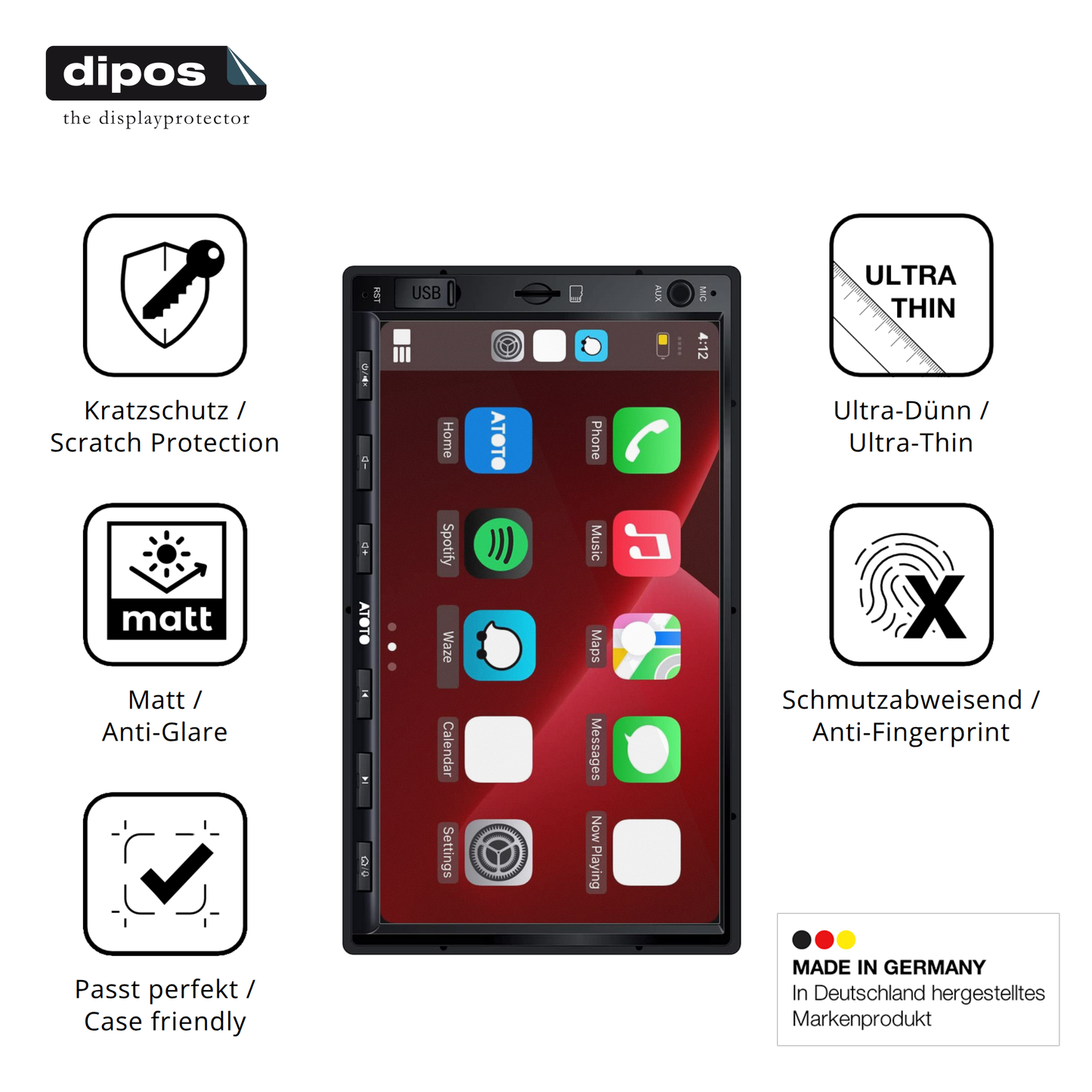 Displayschutz hergestellt in Deutschland, höchste Qualität made in Germany