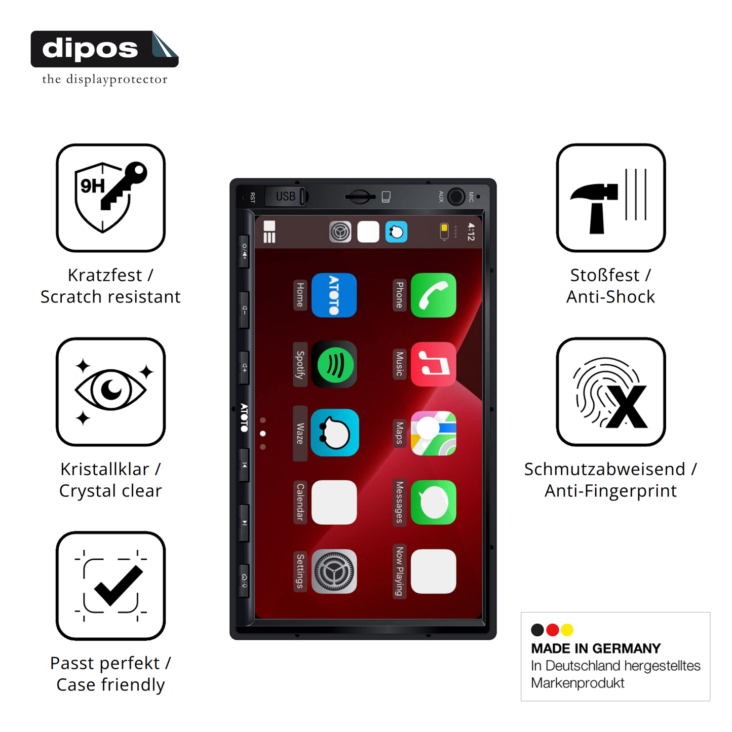 Displayschutz hergestellt in Deutschland, höchste Qualität made in Germany