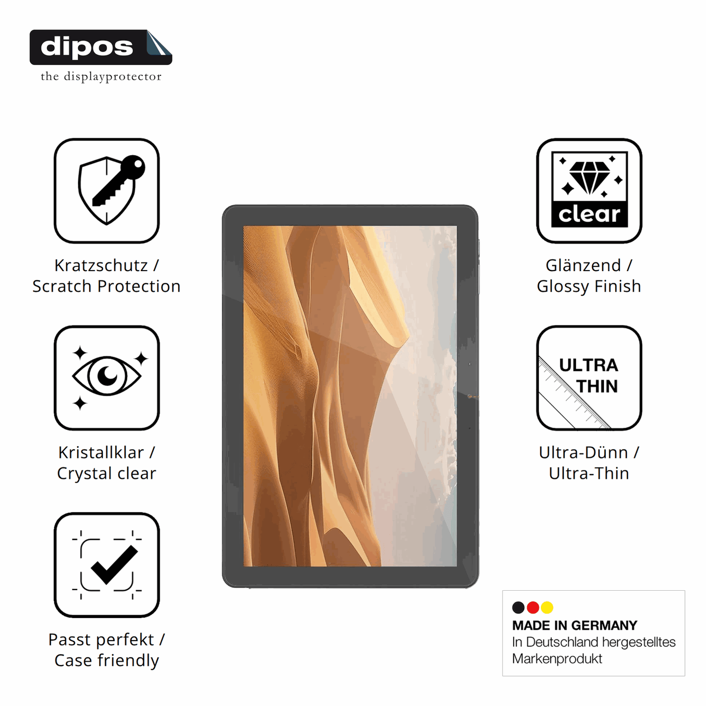 Displayschutz hergestellt in Deutschland, höchste Qualität made in Germany