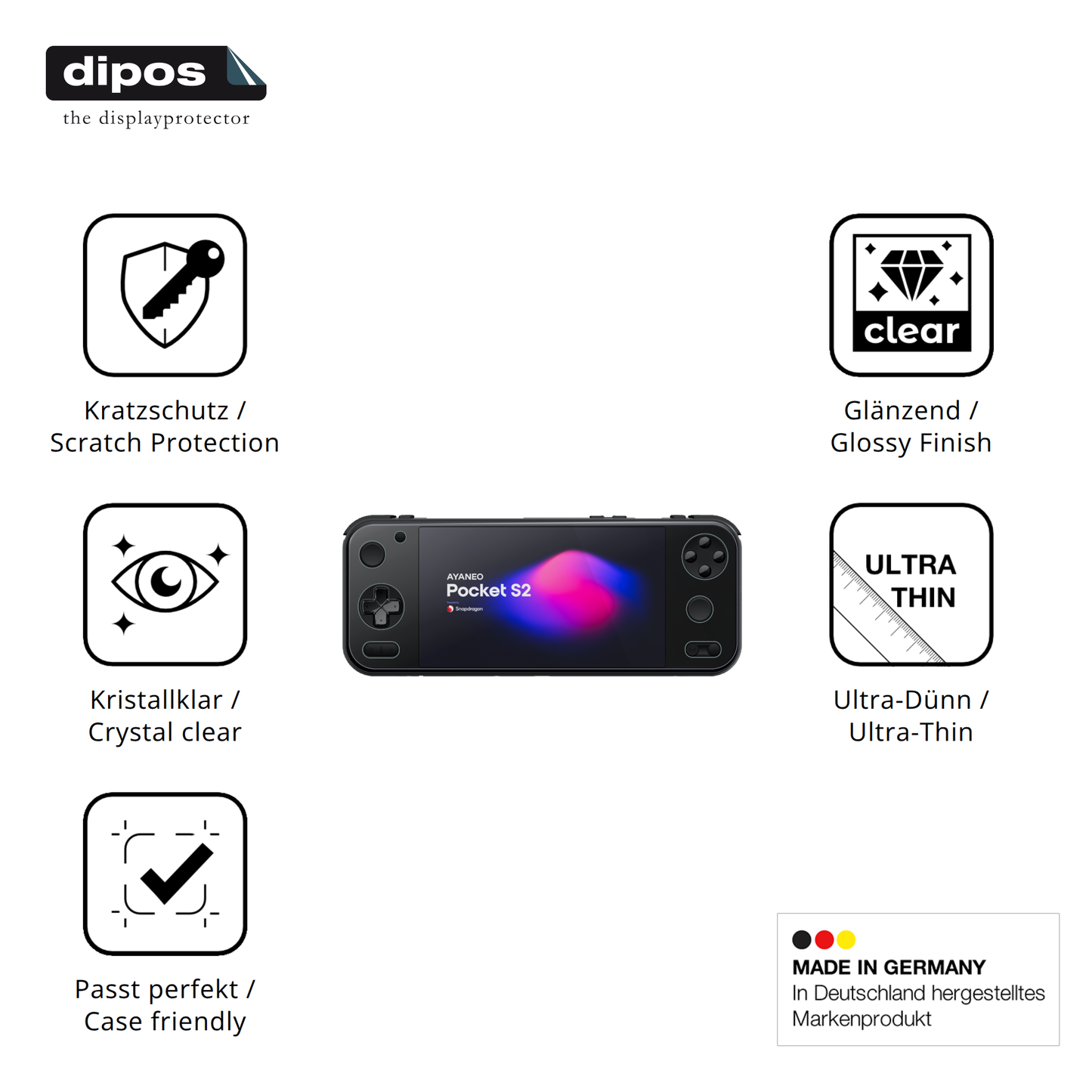 2x Schutzfolie klar für AYANEO Pocket S2 6.3 Zoll Display-Schutzfolie