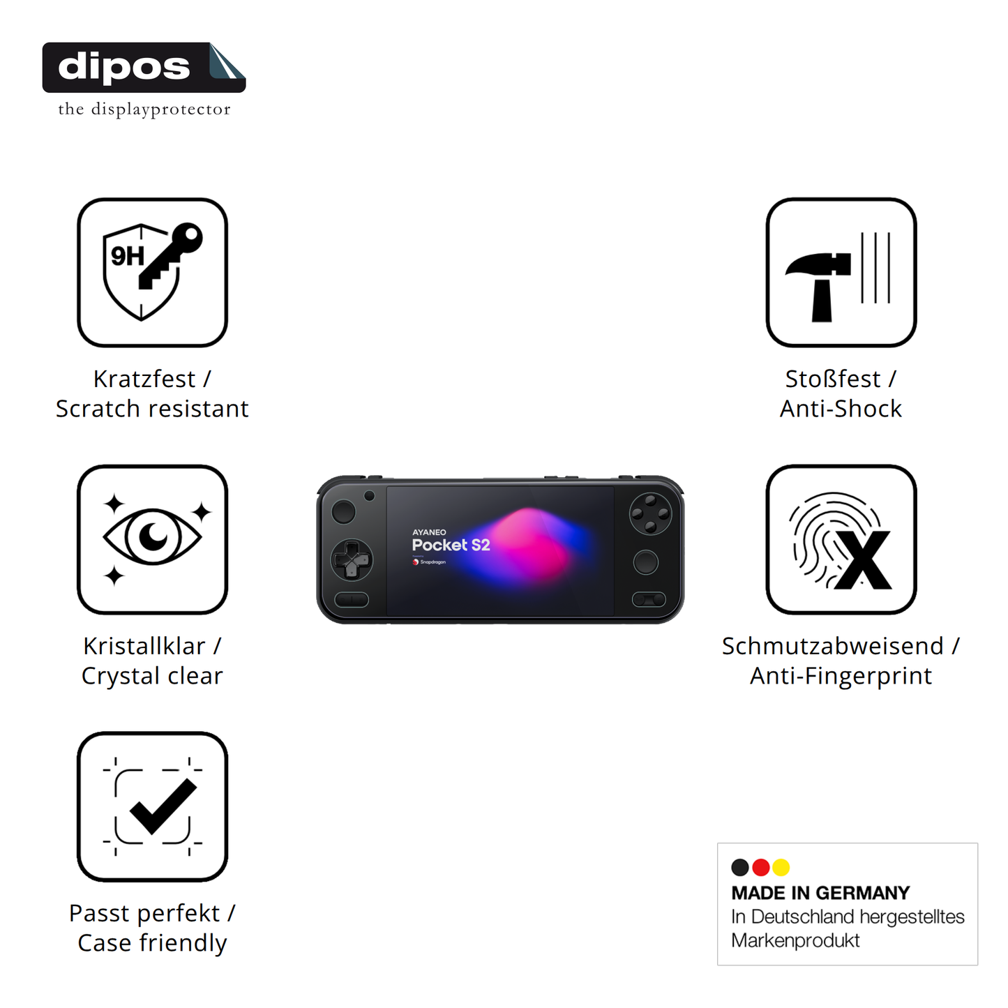 2x 9H Schutzfolie für AYANEO Pocket S2 6.3 Zoll Panzerfolie
