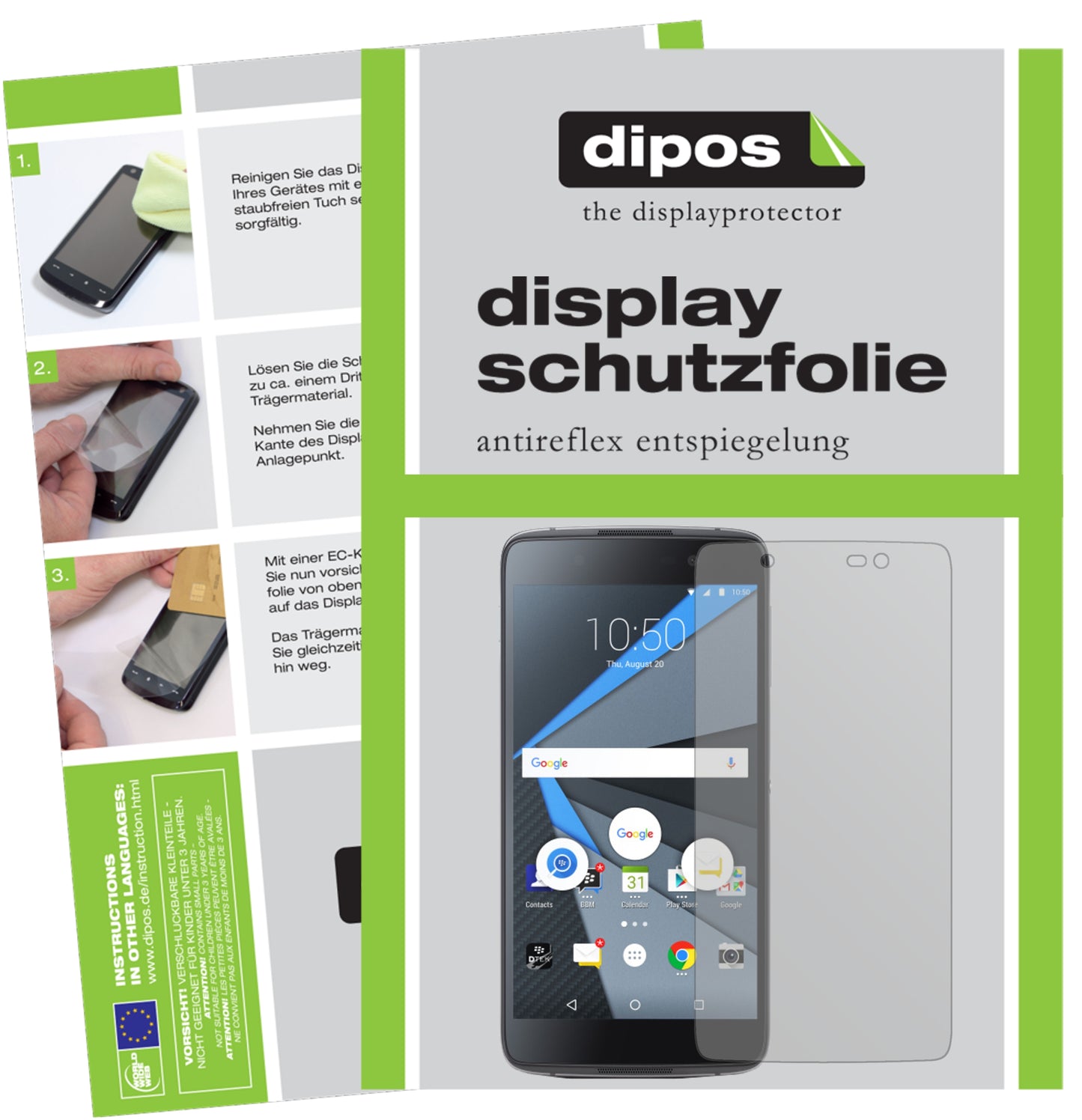 Mattes Panzerglas: Schutz vor Brüchen, Fingerabdrücken und Bildschirmblendung für BlackBerry-DTEK50