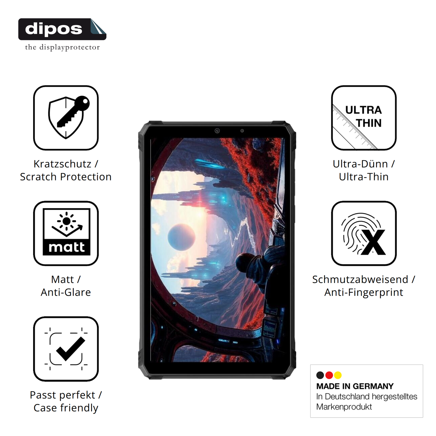 Displayschutz hergestellt in Deutschland, höchste Qualität made in Germany