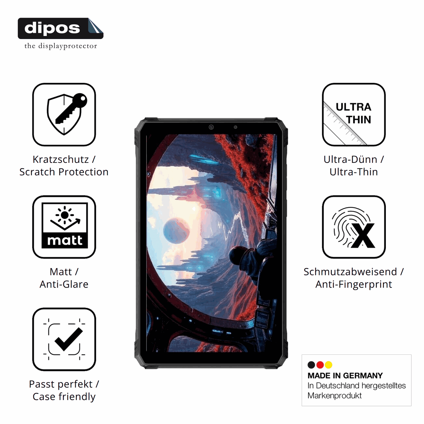 Displayschutz hergestellt in Deutschland, höchste Qualität made in Germany
