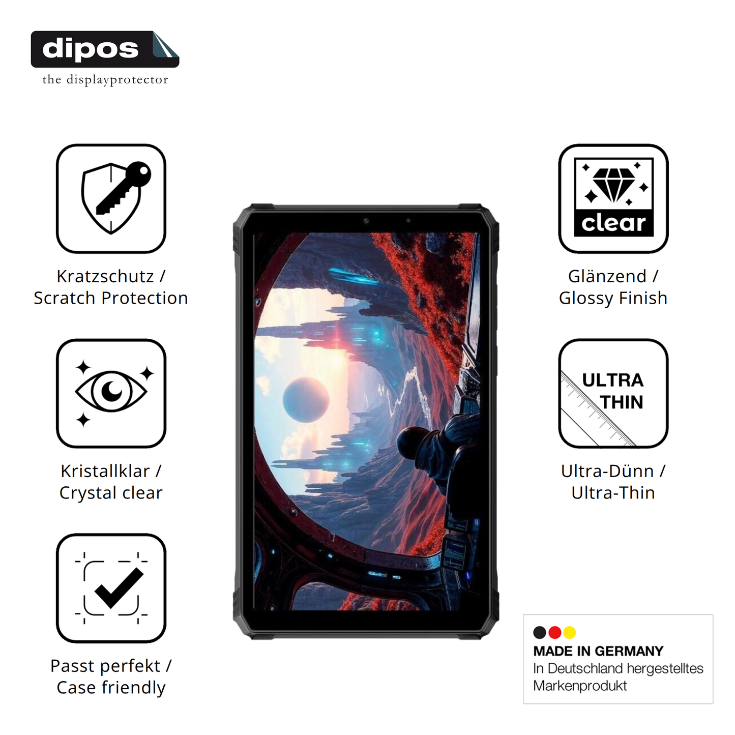 Displayschutz hergestellt in Deutschland, höchste Qualität made in Germany
