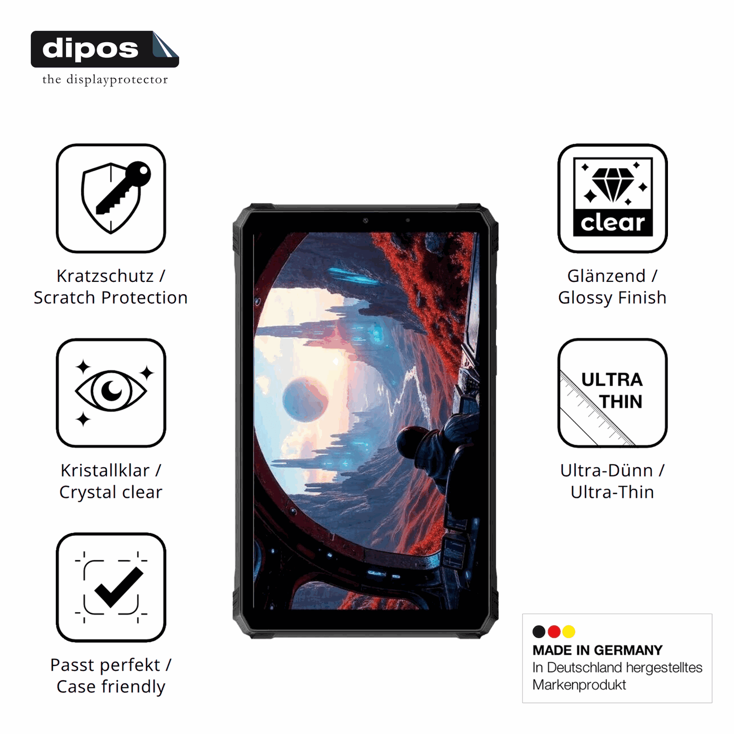 Displayschutz hergestellt in Deutschland, höchste Qualität made in Germany