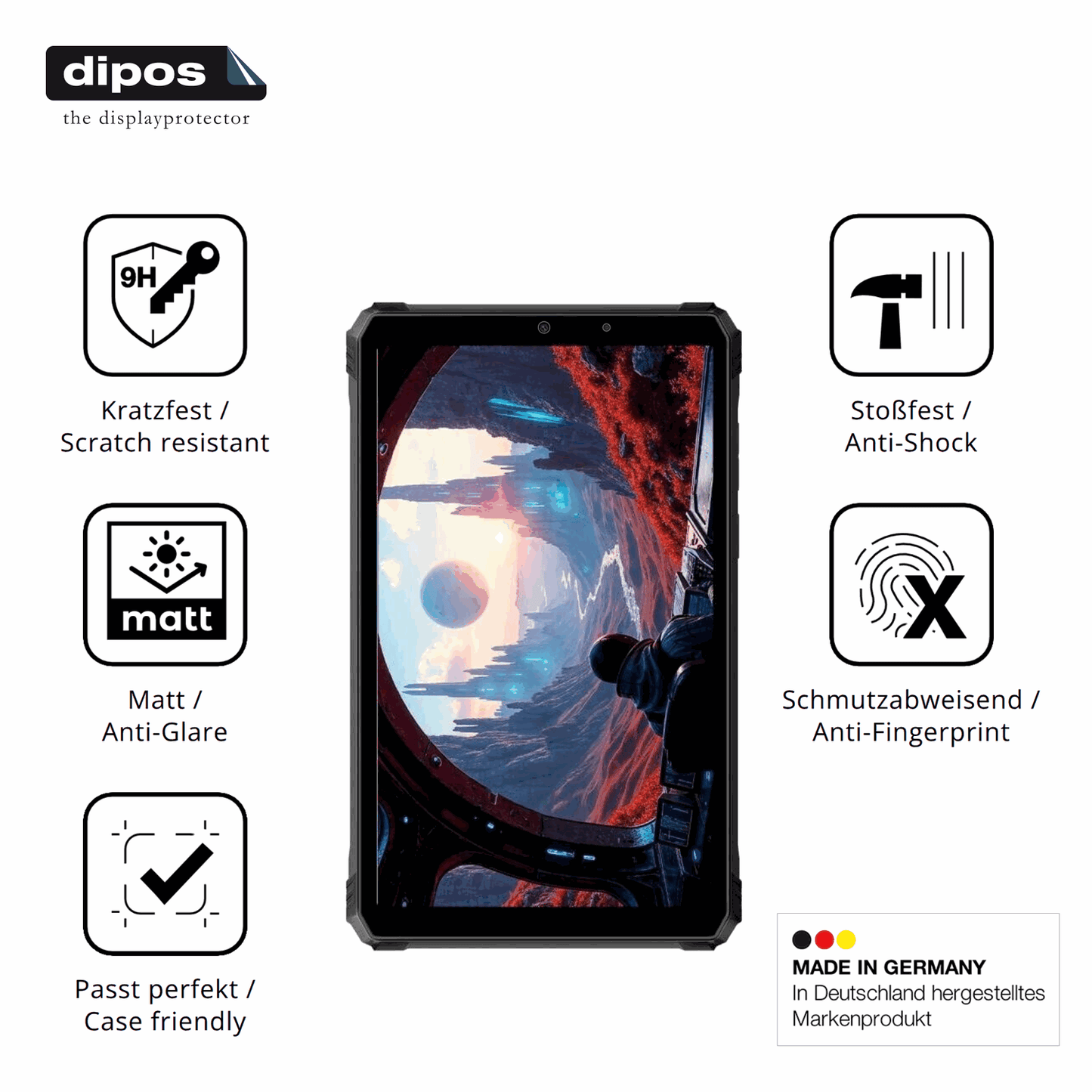 Displayschutz hergestellt in Deutschland, höchste Qualität made in Germany