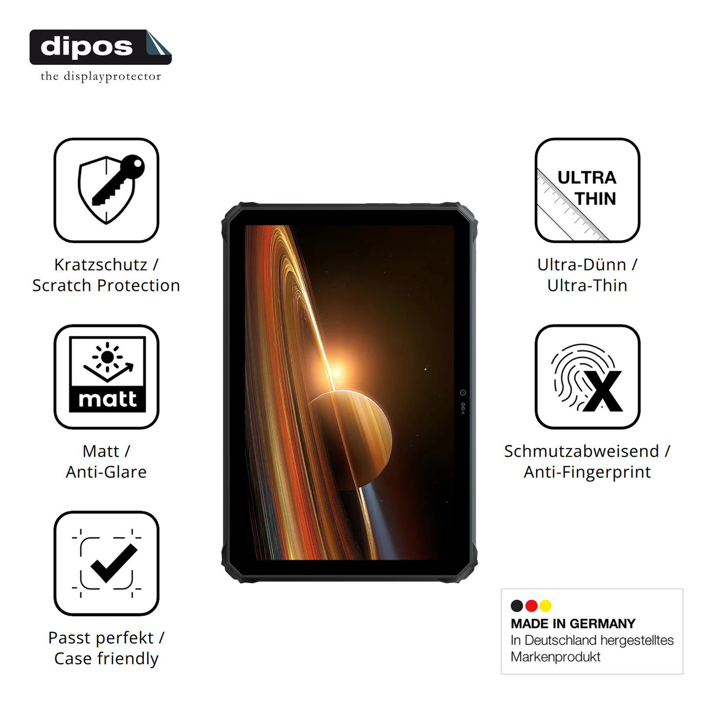 Displayschutz hergestellt in Deutschland, höchste Qualität made in Germany
