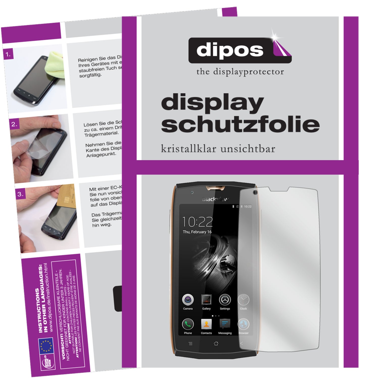 Kristallklare, dünne Schutzfolie: Kratzfest & passgenau für Blackview-BV7000