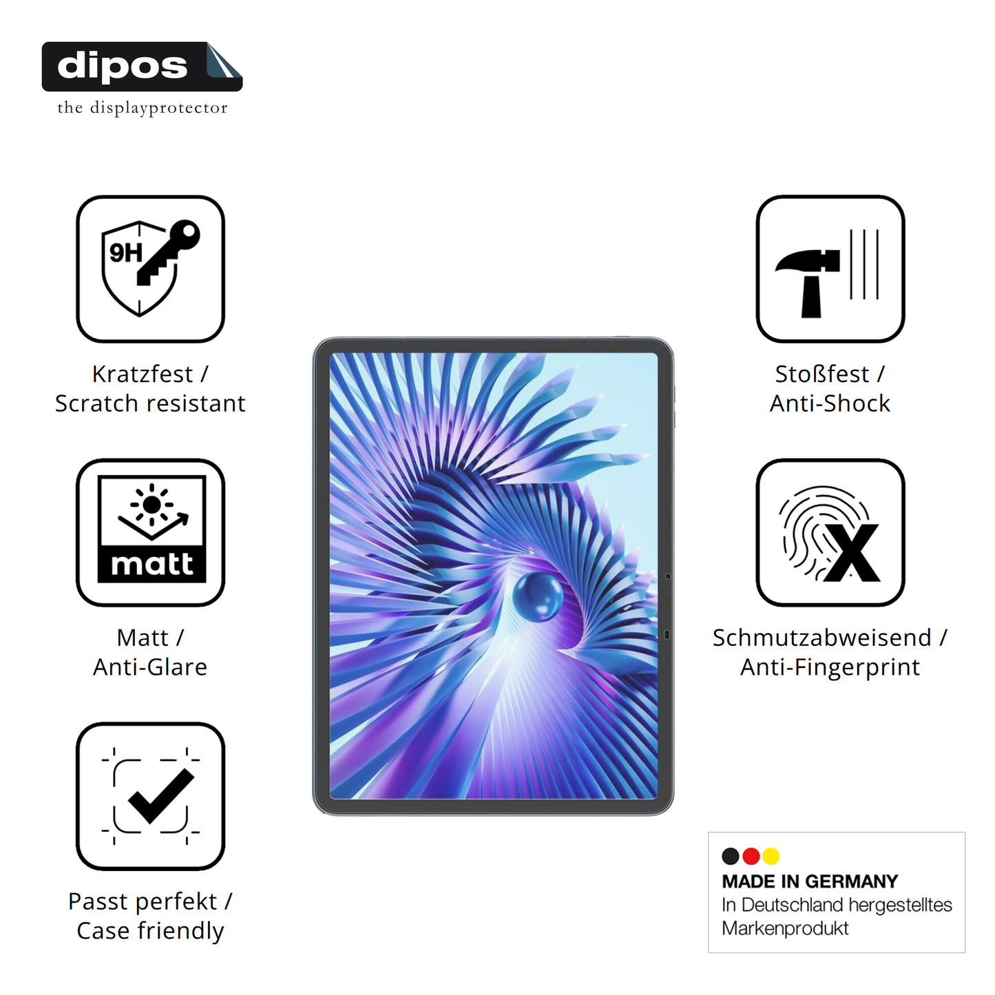 Displayschutz hergestellt in Deutschland, höchste Qualität made in Germany