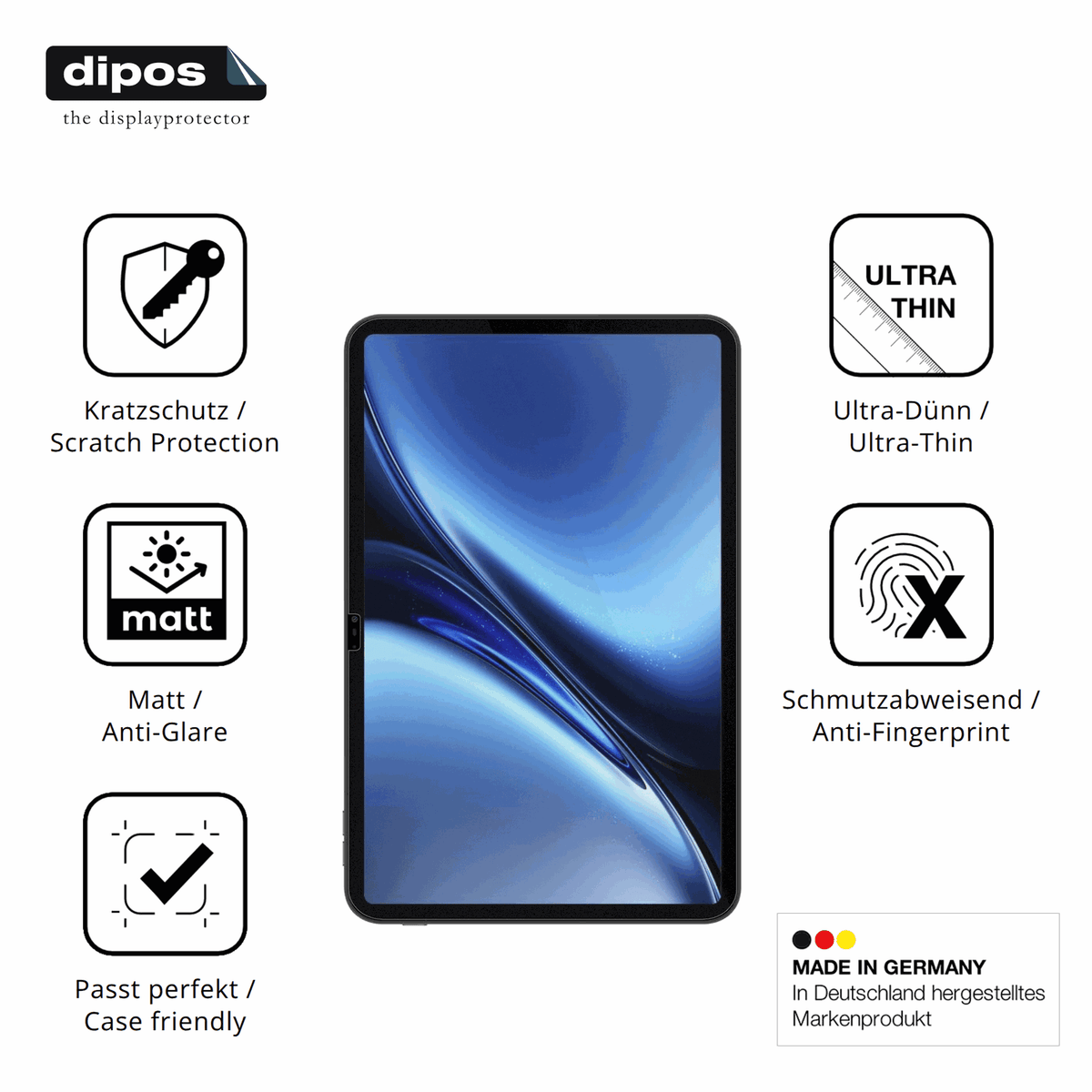 Displayschutz hergestellt in Deutschland, höchste Qualität made in Germany
