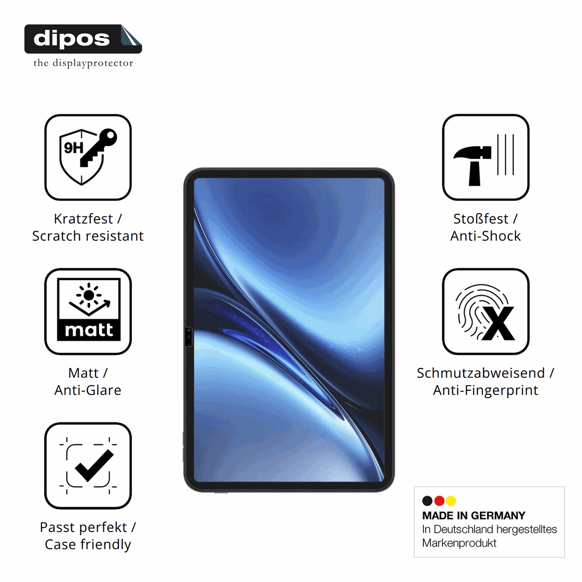 Displayschutz hergestellt in Deutschland, höchste Qualität made in Germany