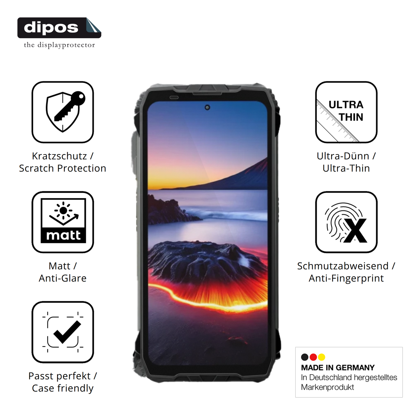 Displayschutz hergestellt in Deutschland, höchste Qualität made in Germany