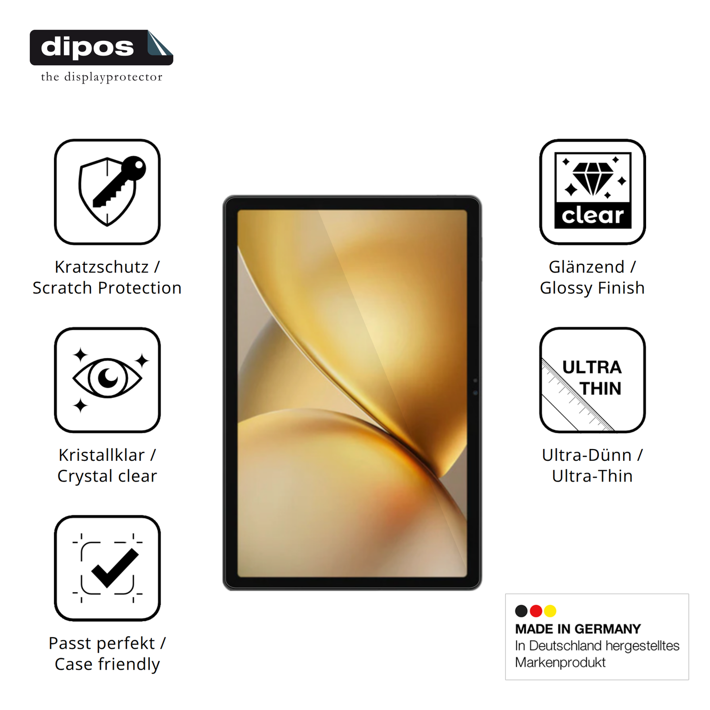 Displayschutz hergestellt in Deutschland, höchste Qualität made in Germany