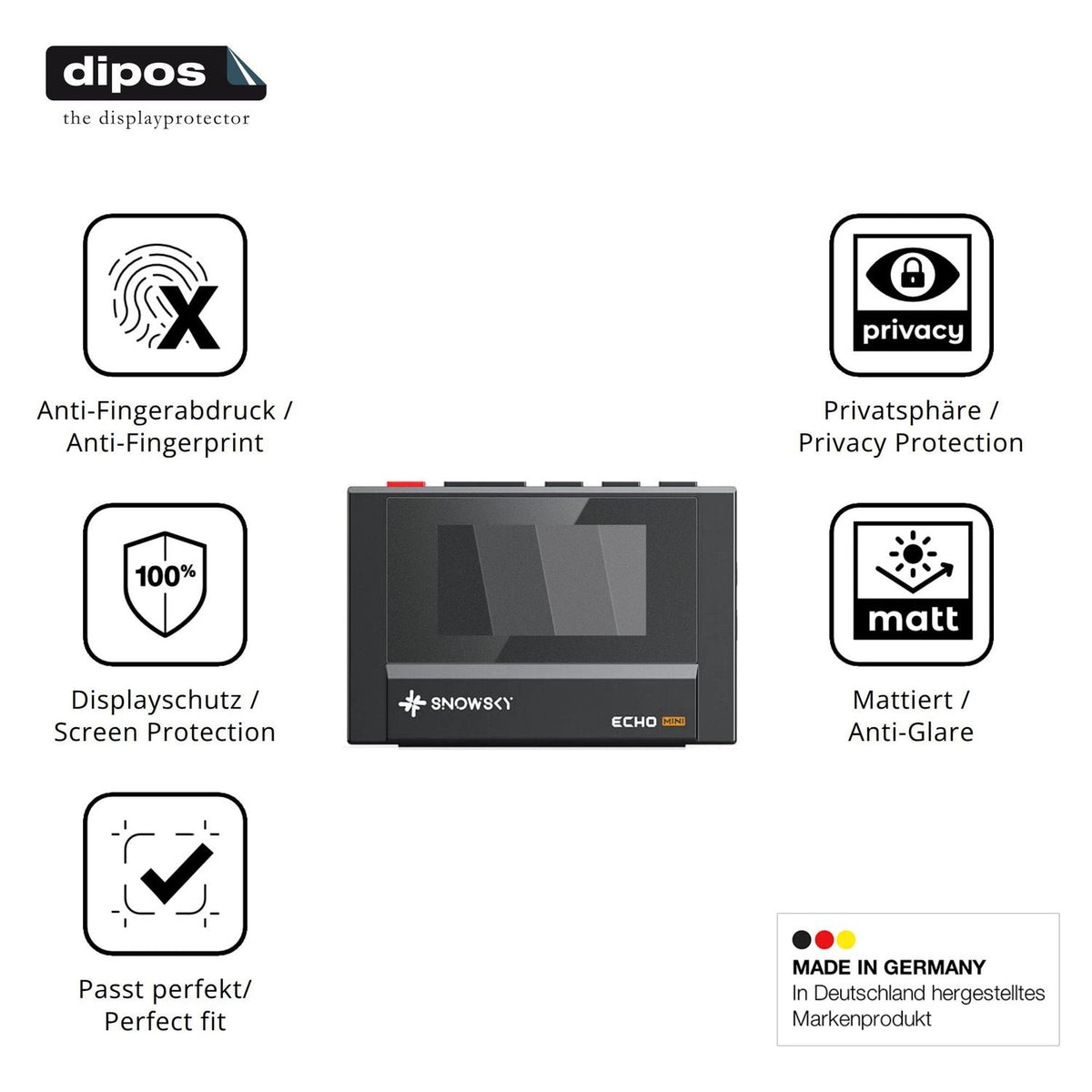 Privatsphäre-Schutz durch Sichtschutz-Folie passend zugeschnitten für FiiO SnowSky Echo Mini