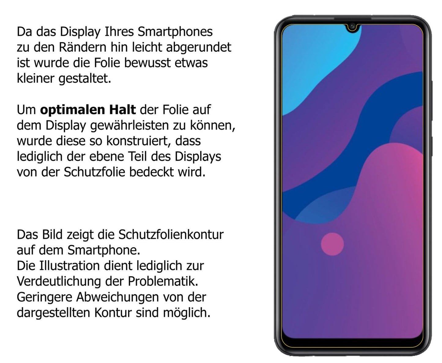 Privatsphäre-Schutz durch Sichtschutz-Folie passend zugeschnitten für Huawei Enjoy 10e
