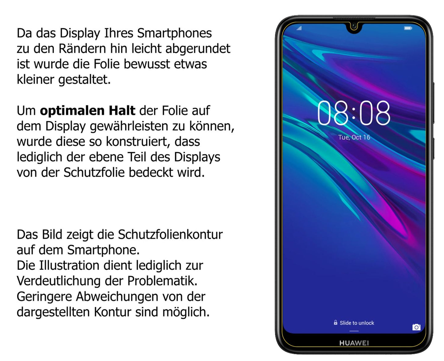 Privatsphäre-Schutz durch Sichtschutz-Folie passend zugeschnitten für Huawei Y6s