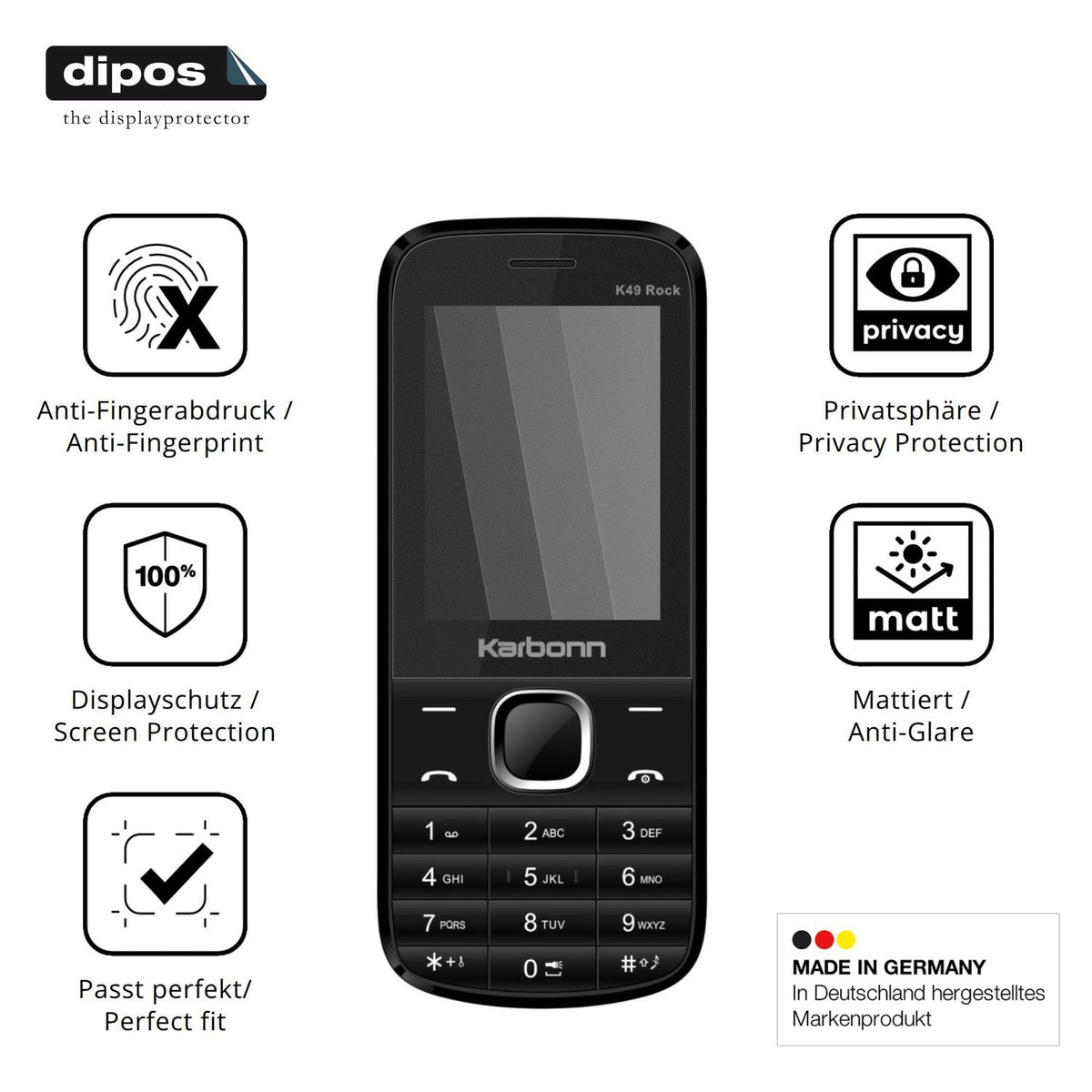 Privatsphäre-Schutz durch Sichtschutz-Folie passend zugeschnitten für Karbonn K49 Rock