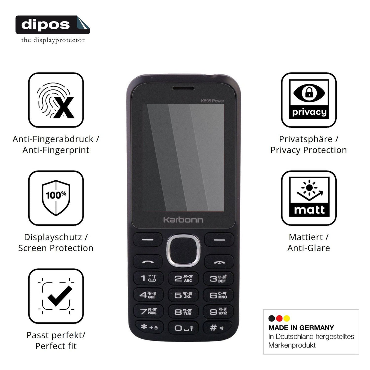 Privatsphäre-Schutz durch Sichtschutz-Folie passend zugeschnitten für Karbonn K595 Power