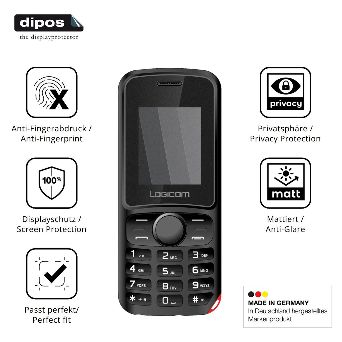 Privatsphäre-Schutz durch Sichtschutz-Folie passend zugeschnitten für Logicom Le Power 170