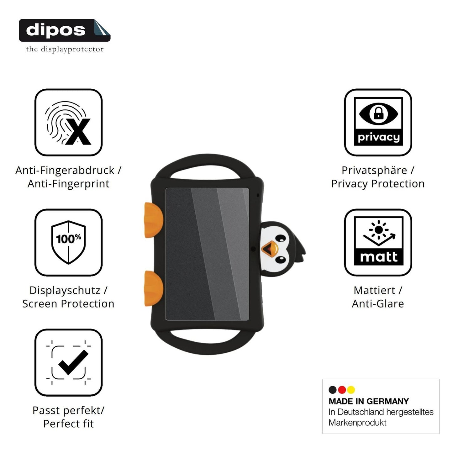 Privatsphäre-Schutz durch Sichtschutz-Folie passend zugeschnitten für Logicom Logikids 11P