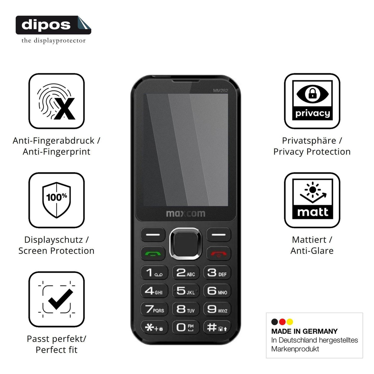 Privatsphäre-Schutz durch Sichtschutz-Folie passend zugeschnitten für MaxCom Classic MM282 4G