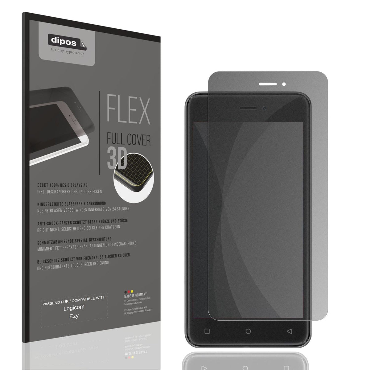 Blickschutzfolie von dipos passend für Logicom Ezy, 100% Displayabdeckung und blasenfreie Montage