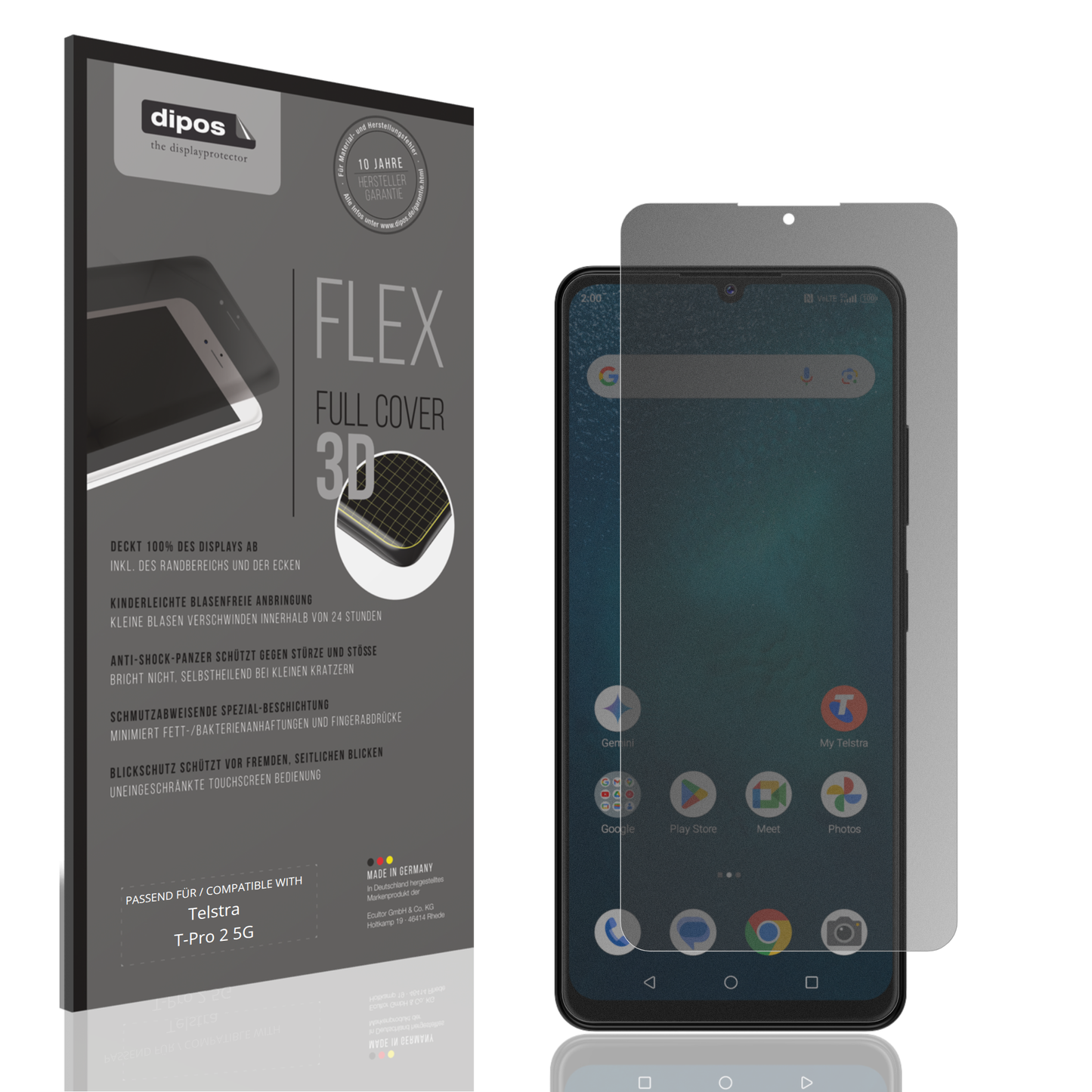 Blickschutzfolie von dipos passend für Telstra T-Pro 2 5G, 100% Displayabdeckung und blasenfreie Montage