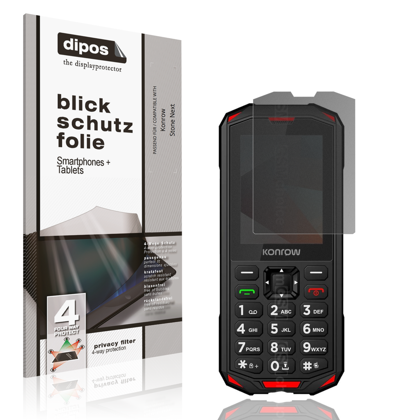Blickschutzfolie von dipos passend für Konrow Stone Next, präziser Zuschnitt und blasenfrei montiert