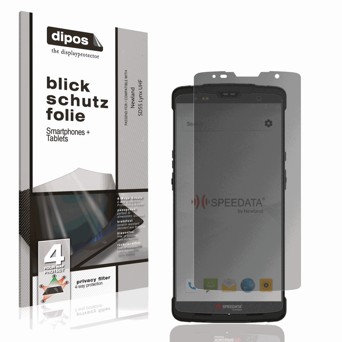 Blickschutzfolie von dipos passend f�r Newland SD55 Lynx UHF, pr�ziser Zuschnitt und blasenfrei montiert