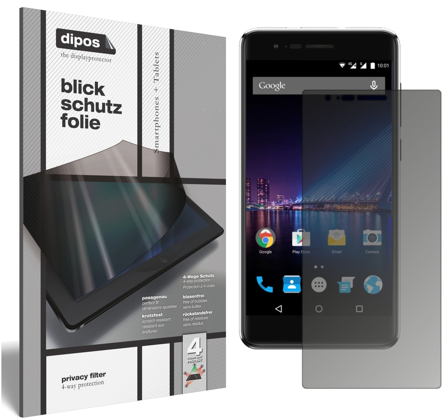 Blickschutzfolie von dipos passend für Phicomm Energy 4s, präziser Zuschnitt und blasenfrei montiert