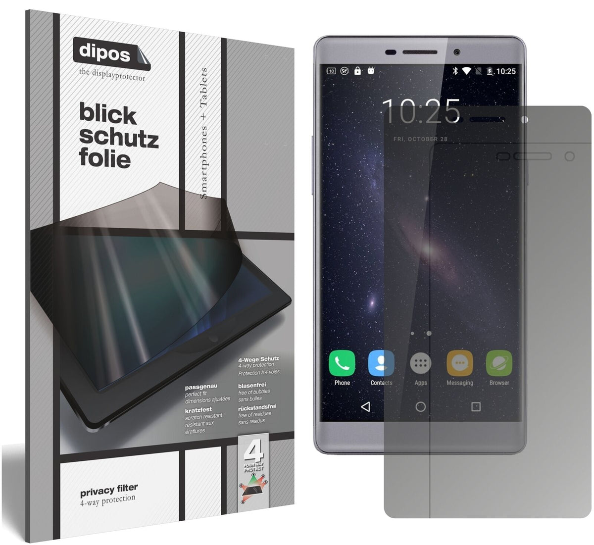 Blickschutzfolie von dipos passend für VKWORLD T1 Plus, präziser Zuschnitt und blasenfrei montiert