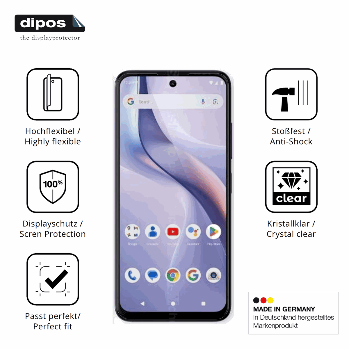 Displayschutz hergestellt in Deutschland, höchste Qualität made in Germany