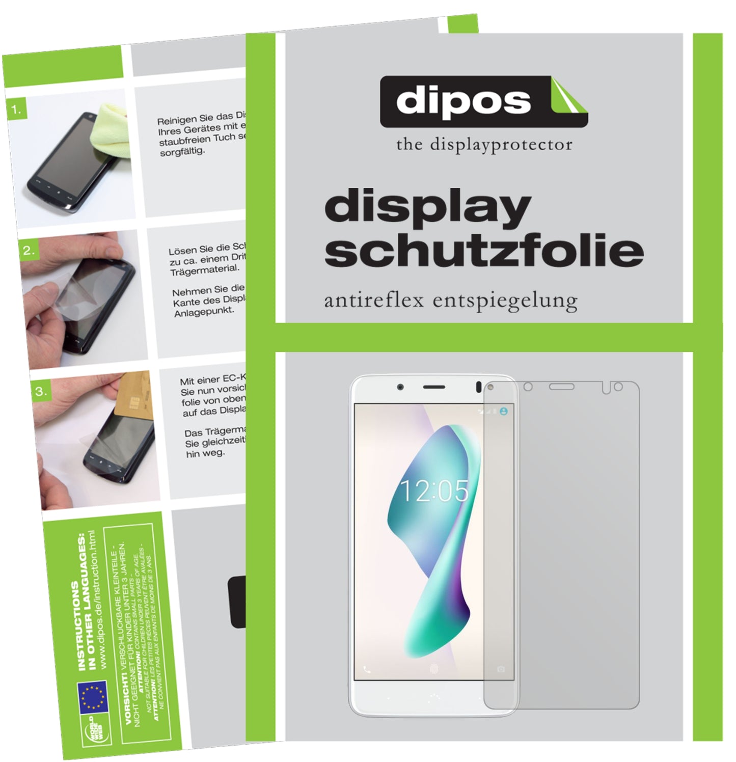 Mattes Panzerglas: Entspiegelte, dünne Folie, Fingerabdruckresistenz und Bildschirmschutz für BQ-Aquaris VS Plus