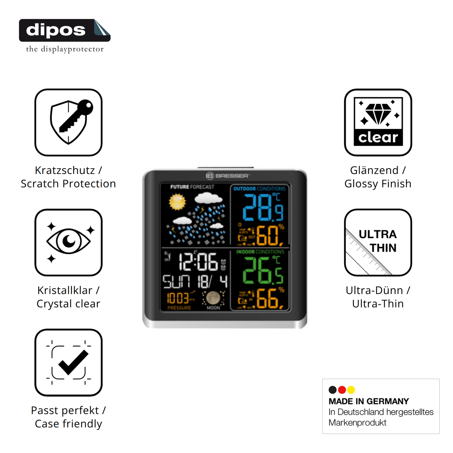 Displayschutz hergestellt in Deutschland, höchste Qualität made in Germany