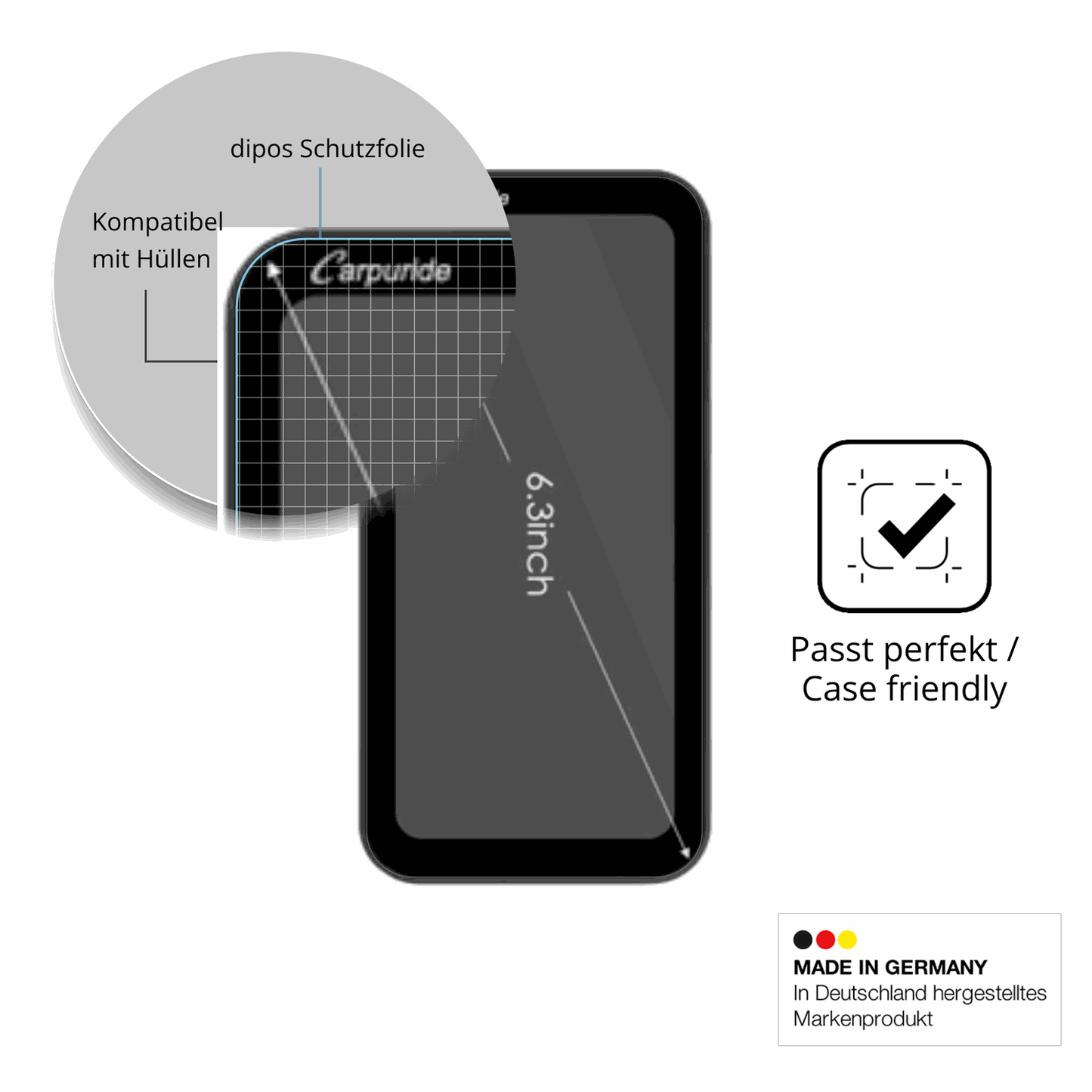 2x Screen Protector for Carpuride W603B 6.3 Zoll Protection Crystal Clear dipos