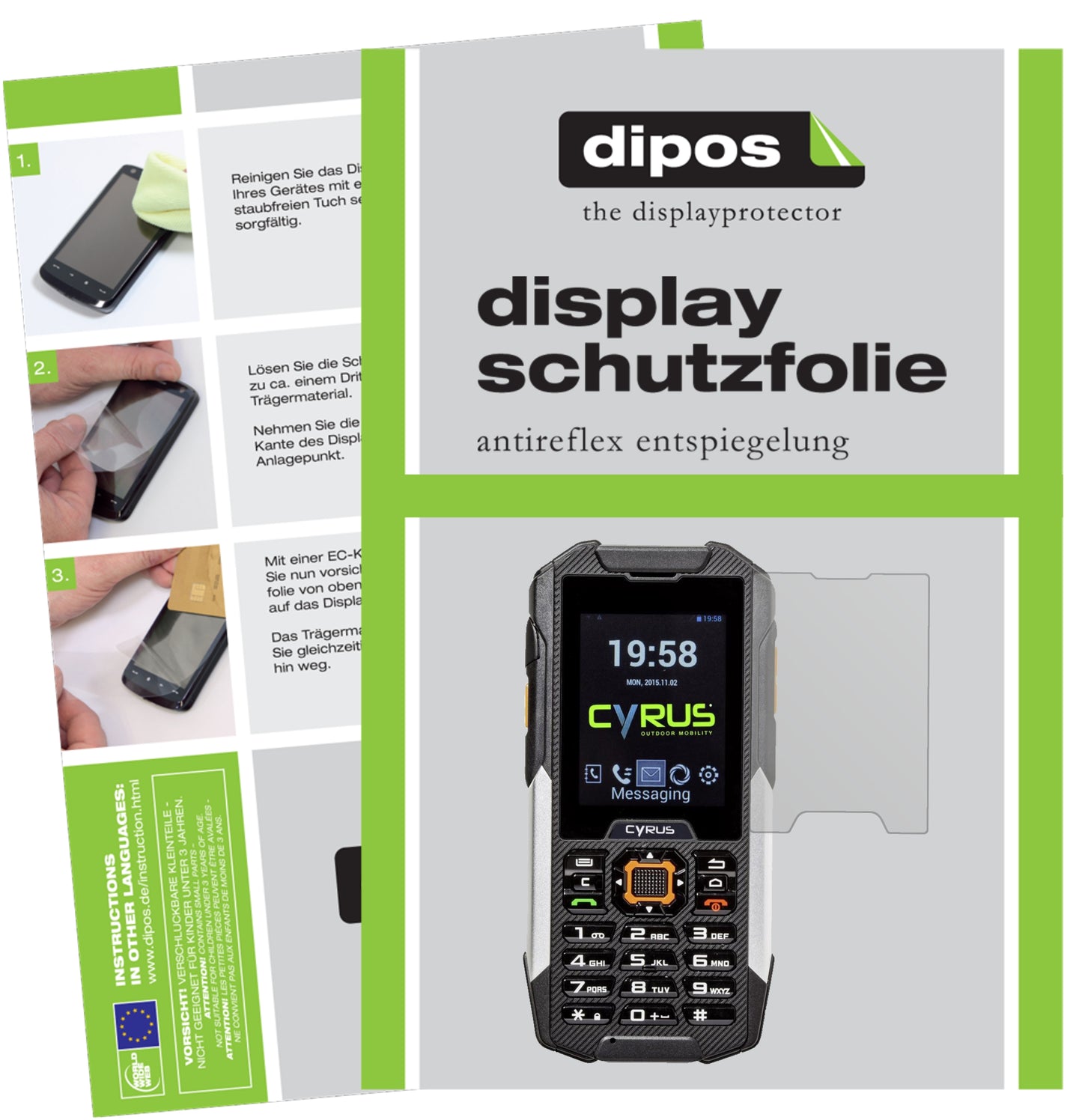 Mattes Panzerglas: Entspiegelte, dünne Folie, Fingerabdruckresistenz und Bildschirmschutz für Cyrus-CM16