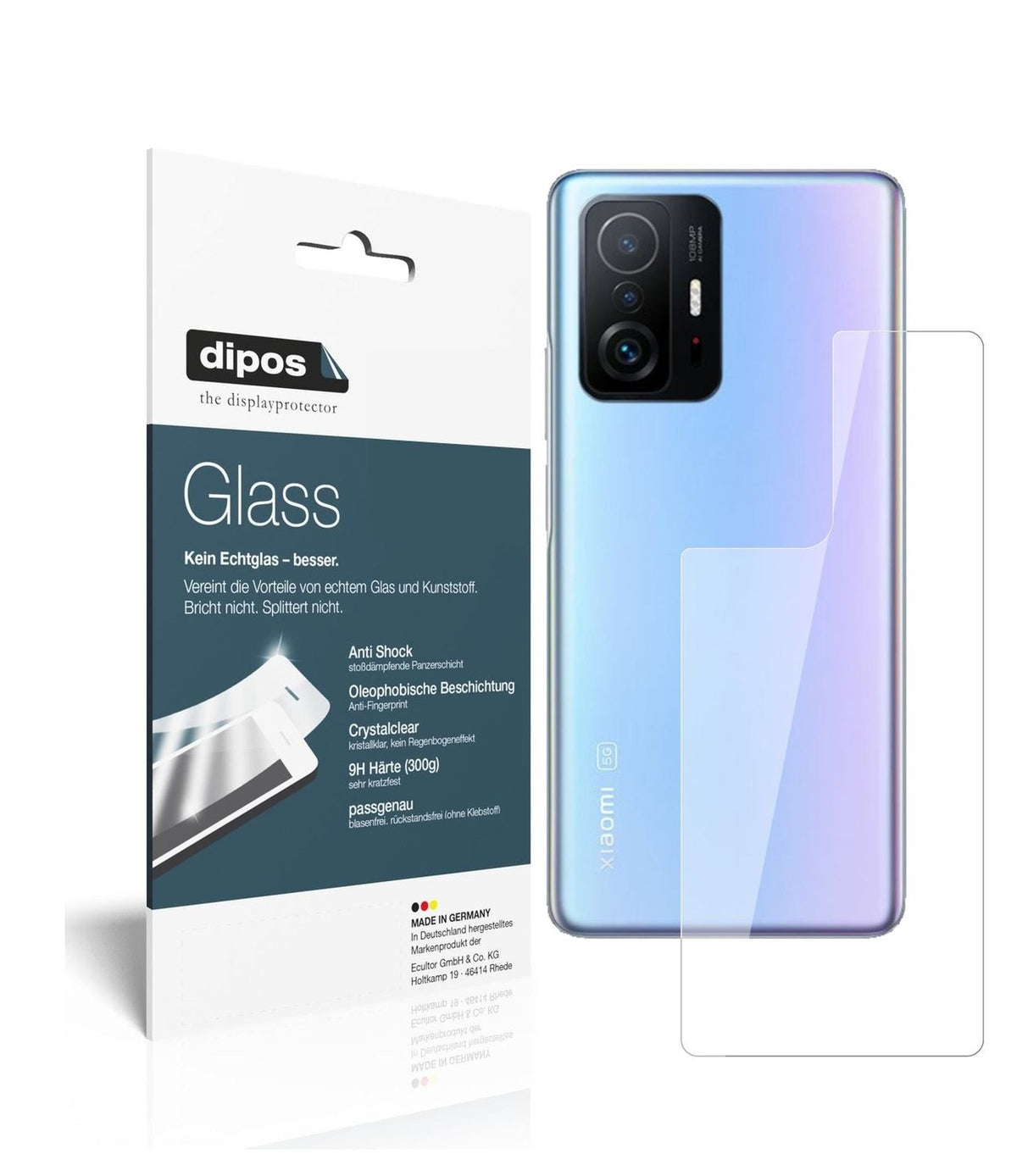 9H Clear Back Protector for Xiaomi Mi 11T Pro – Shatterproof, Crystal Clear | dipos