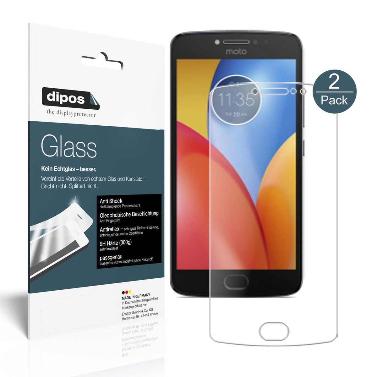 2x 9H Matte Screen Protector for Lenovo Moto E4 Plus – Anti-Glare, Shatterproof | dipos