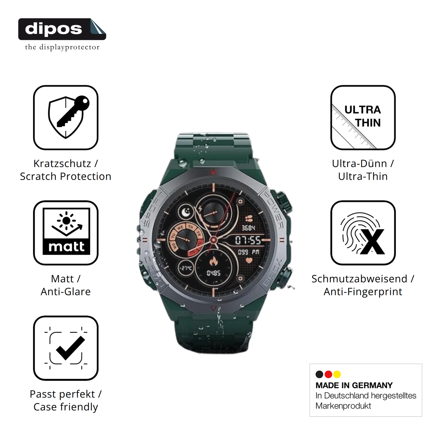 Displayschutz hergestellt in Deutschland, höchste Qualität made in Germany