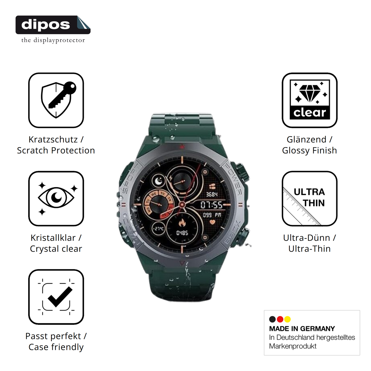 Displayschutz hergestellt in Deutschland, höchste Qualität made in Germany