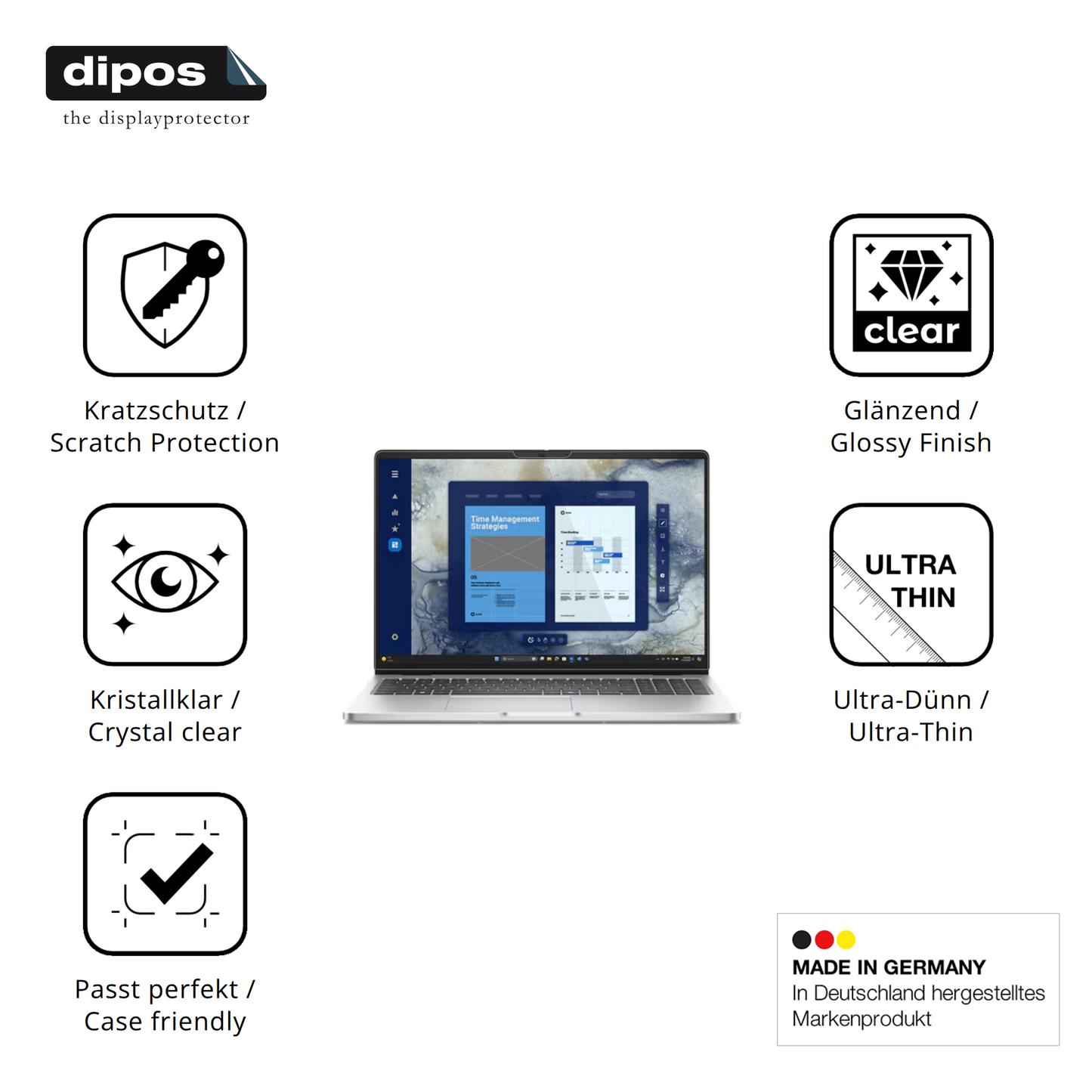 Displayschutz hergestellt in Deutschland, höchste Qualität made in Germany
