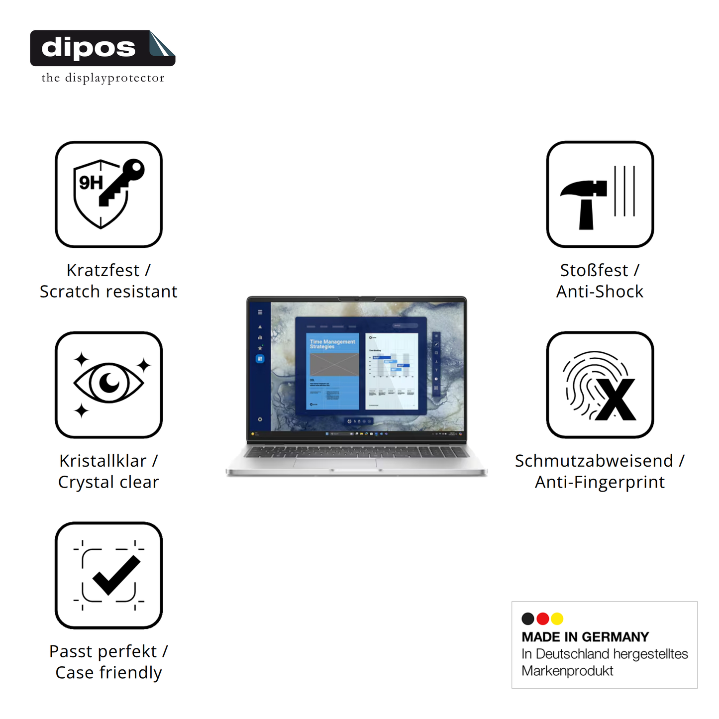 Displayschutz hergestellt in Deutschland, höchste Qualität made in Germany