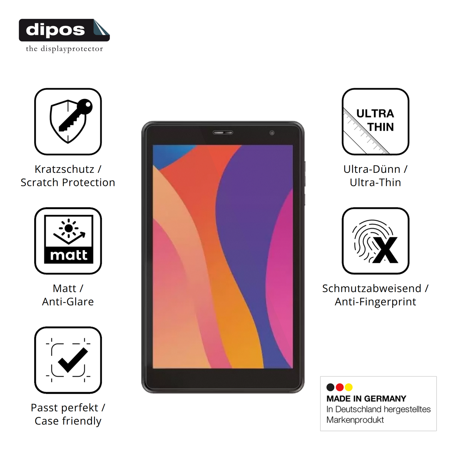 Displayschutz hergestellt in Deutschland, höchste Qualität made in Germany