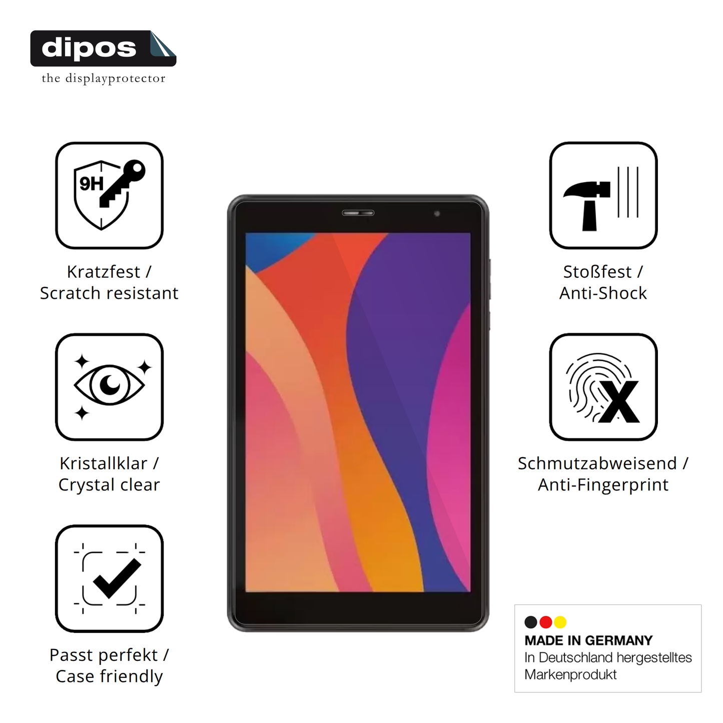 Displayschutz hergestellt in Deutschland, höchste Qualität made in Germany
