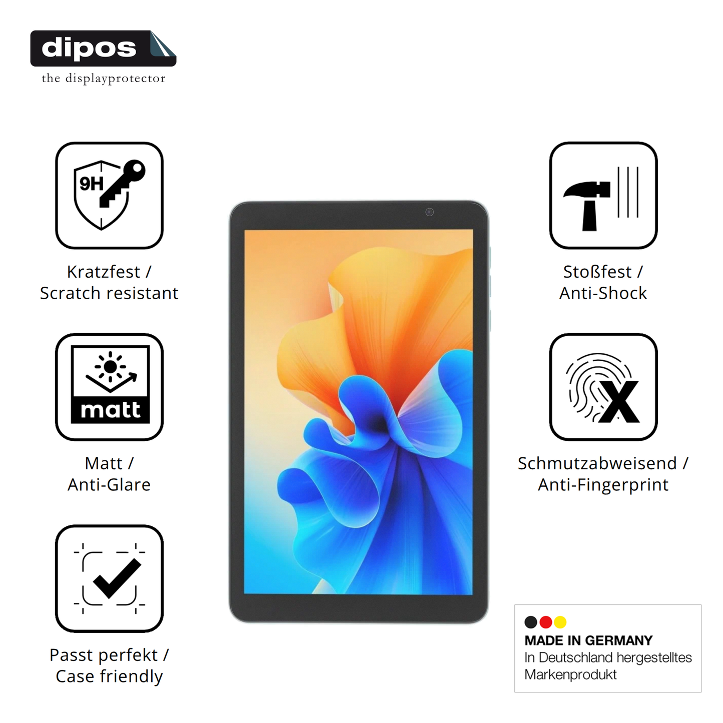 Displayschutz hergestellt in Deutschland, höchste Qualität made in Germany