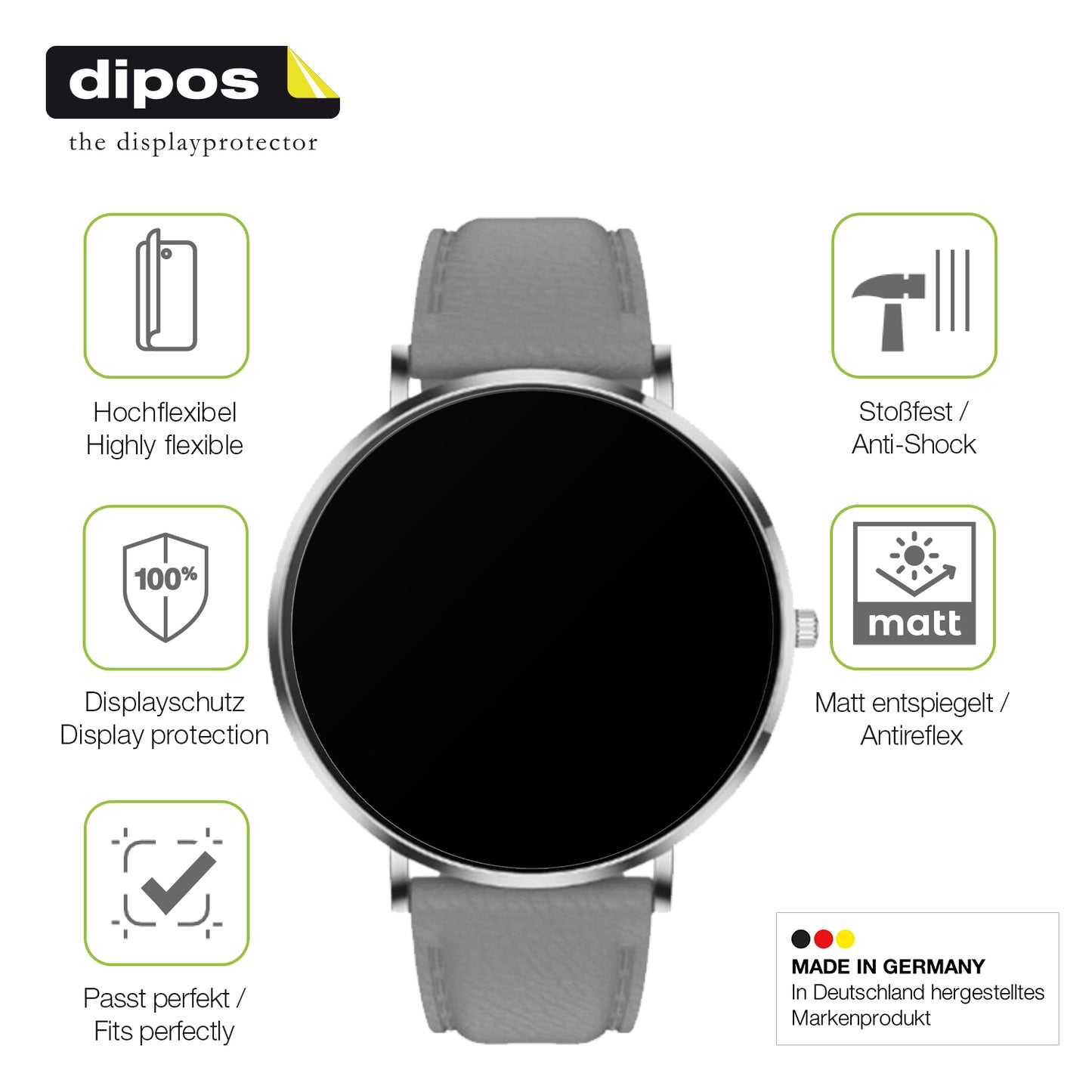 2x Full Cover Schutzfolie matt für Pireware Slim Smartwatch