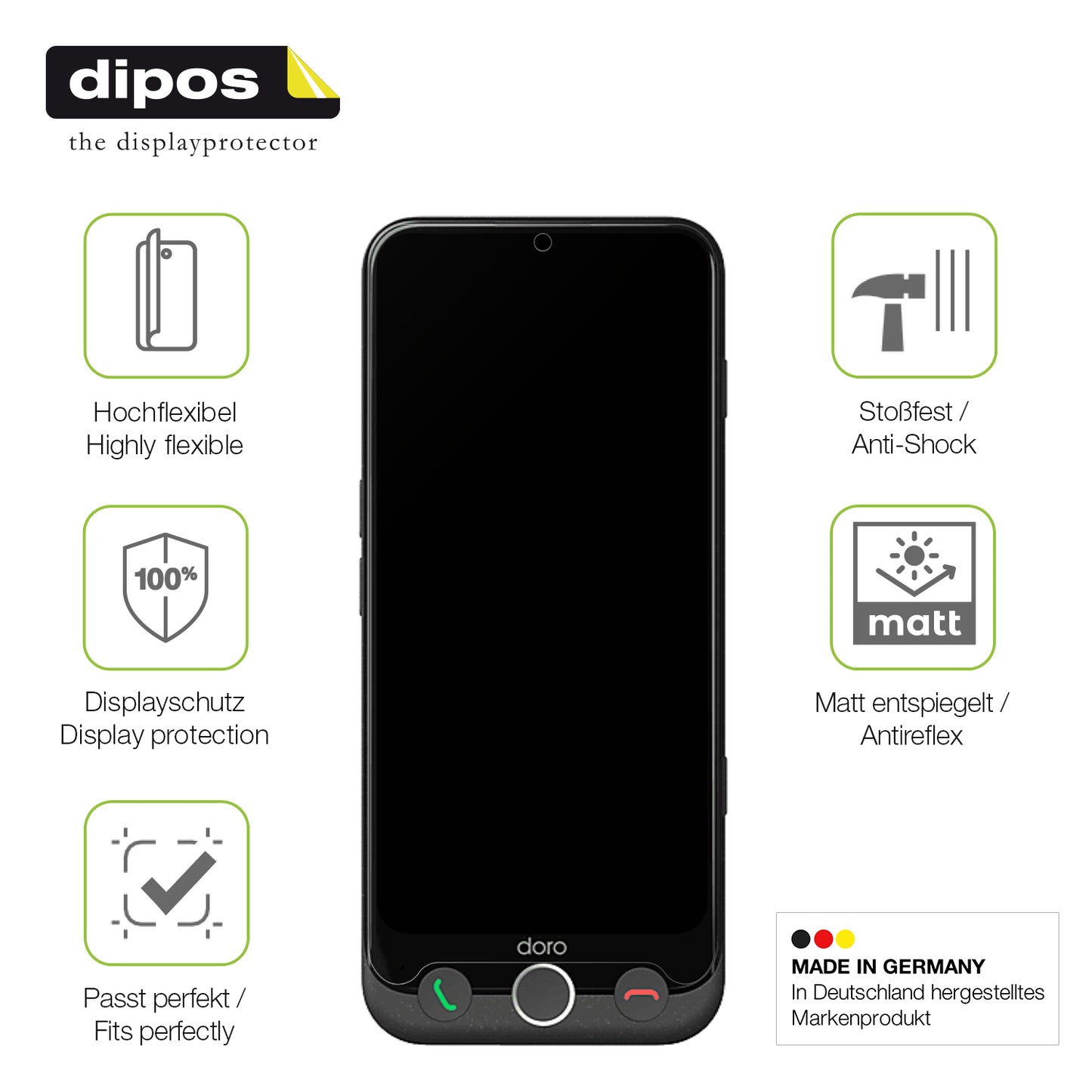 2x Full Cover matte Film for Doro Aurora A10 Screen Protector Anti-Shock