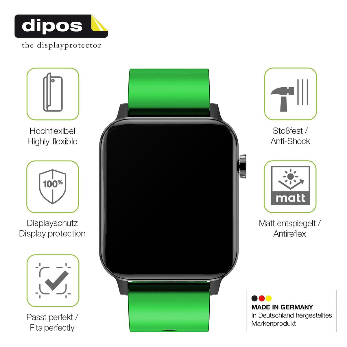 dipos FLEX 2x Matte Screen Protector for Judneer 1,4 Zoll Smartwatch