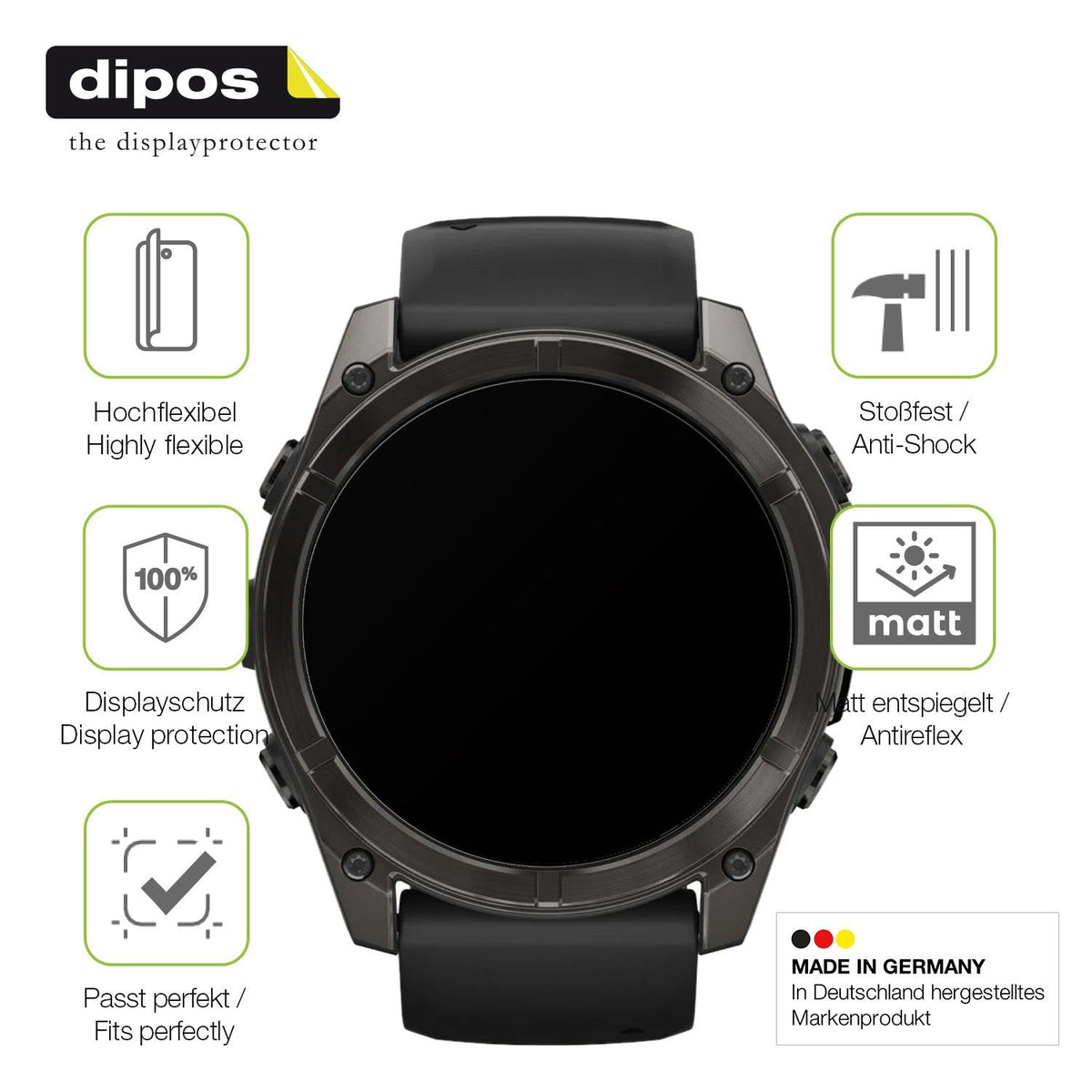 2x Full Cover matte Film for Garmin Fenix 8 47mm Screen Protector Anti-Shock
